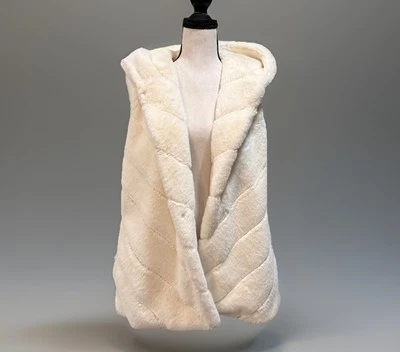 Chaleco con capucha de piel sintética marfil BCBGeneration mediano para mujer bolsillos de gran tamaño nuevo sin etiquetas Foto 1 de 4