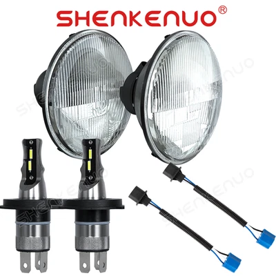 Carcasa Faro Redondo Para Chevrolet C10 C20 1980-7" Pulgadas + Bombillas LED H4 Foto 1 de 4