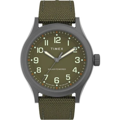 Solar Mens Wristwatch TIMEX EXPEDITION NORTH TW2V64700 Leather Canvas Green - image 1 of 4