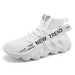 GSIGUL Mens Running Shoes High Top Sneakers Lightweight Athletic - White- Size 9 - Picture 1 of 14
