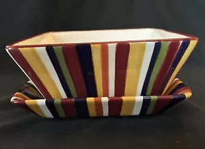 Pampered Chef Simple Additions Striped 7.5” Square Serving Bowl & Salad Plate - Picture 1 of 9
