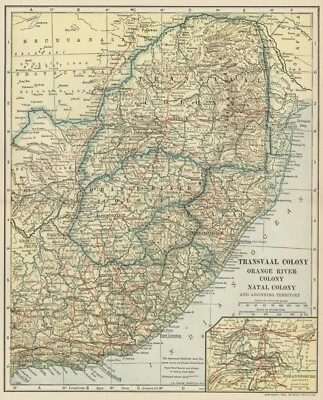 Transvaal Colony, + Orange River, Natal, 1906 (Dated) City Town Topography Rails - Image 1 of 2