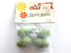 VTG (1970s) New Handy Craft-Pak Glass Beads 1 1/4" Green w/ White #22671 Macrame