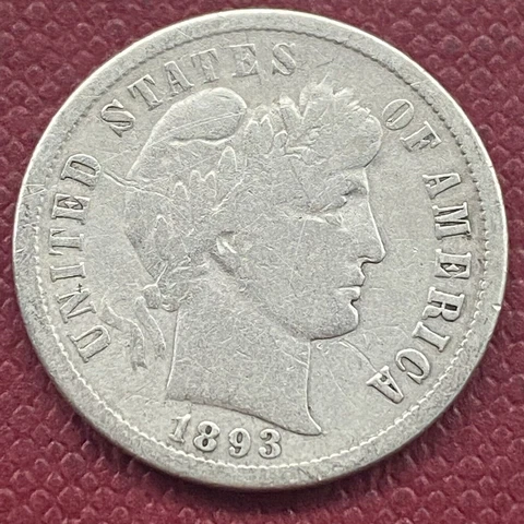 1893 S Barber Dime 10c Better Grade #53460 Cover