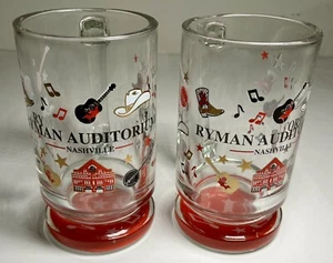 2 Ryman Auditorium Tall Glass Beer Mug Steins Souvenir Collectible Man Cave 6" - Picture 1 of 8