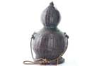 Antique Japanese Calabash Sake Bottle Hyotan Natural Gourd with Woven basket ext