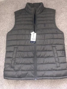 Mens IZOD Perform Gray Puffer Vest Outer Nylon Polyester Filling S NWT - Picture 1 of 4