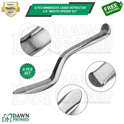 6 Pcs Minnesota Cheek Retractor 5.5" Mouth Opener Dental Examination Instruments - Image 1 of 4