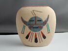 Sun And Eagle Sand Painted Vase Signed Ec
