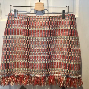 Tory Burch Tara Skirt Summer 2016 Runway Tweed Fringe RARE Sz 10 - Picture 1 of 8