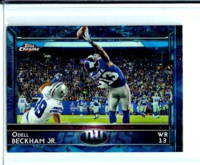 Odell Beckham Jr. - 2015 Topps CHROME #18 Mini Blue Wave REFRACTOR "The Catch"! - Image 1 of 3