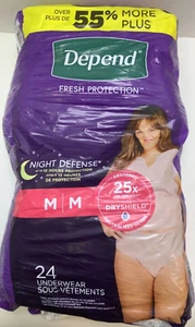 Depend Night Defense para mujer, mediana, 24 pares en total, ¡¡envío gratuito!!! - Imagen 1 de 3