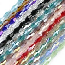 Long Bicone Faceted Bead Crystal Glass Loose Beads Jewelry Making 4*8mm 100Pcs