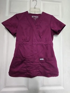 Grey's Anatomy Scrub Top Size XS-Wine/Maroon V-Neck-Chest 18.5"/L 24.5" - Picture 1 of 4