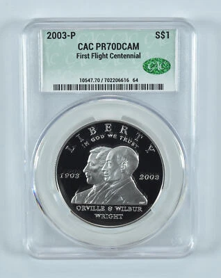 2003-P First Flight Commemorative Silver Dollar PR70 DCAM CAC - Image 1 of 4