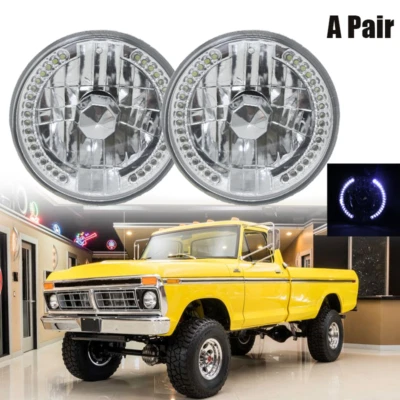 Pair 7" Inch Round LED Headlights For Ford F-100 F-250 F-350 Pickup 1953-1977 - Image 1 of 4