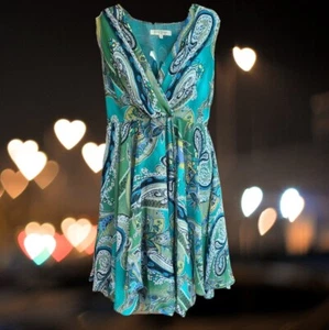 Vestido para mujer Evan-Picone talla 4 cuello en V envolvente frontal sin mangas dobladillo asimétrico - Imagen 1 de 18