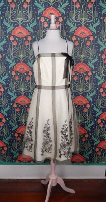 Vestido de fiesta vintage años 90 Y2K malla bordada romántico crema negro caprichoso L Foto 1 de 4