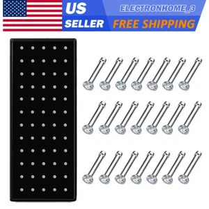 60PCS Surgical Steel Nose Stud Ring Nostril Pin Bone Studs Piercing 2MM CZ 20G - Picture 1 of 5