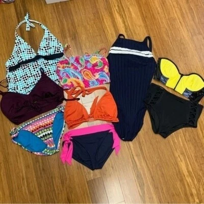Swimsuit Bundle Mix and Match Bikini Tops Bottoms One Piece Variety Womens Large - Image 1 of 4