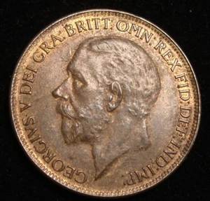 1927 Great Britain UK Large Copper Penny AU Brown with some Red - Picture 1 of 3