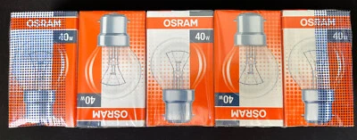 Pack 5 x Osram Small Globe 40w BC B22 Incandescent Golfball Lamps Clear Glass - Image 1 of 4