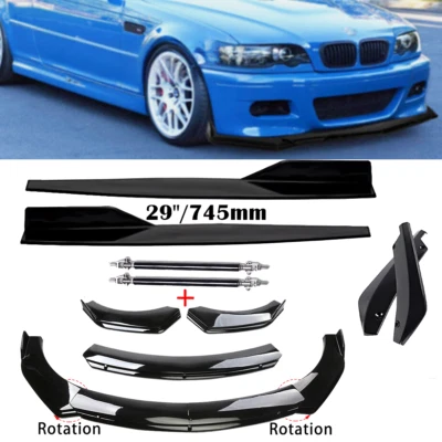 For BMW 3 Series E46 M3 E90 E91 E93 Gloss Black Front Bumper Rear Lip Spoiler Foto 1 de 4
