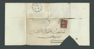 1844 Great Britain #3a Orange Brown On Folded Letter Trimmed Lower Right - Afbeelding 1 van 1