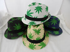Fedora Hat Unisex UV Protection 100% Paper Lucky 7 USA One Size Cannabis Leaf