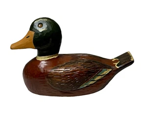 Hand painted hand carved wooden duck decoy/ Q XIV cabin decor/lake house decor - Picture 1 of 5