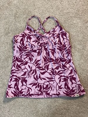 Sujetador sin mangas floral North Face rosa y púrpura para mujer talla mediana Foto 1 de 4