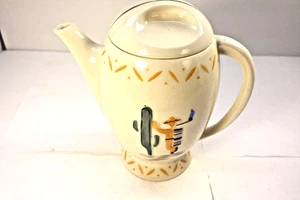 VINTAGE ~ 1940s Porcelier Southwest Teapot Coffee USA Cactus - Picture 1 of 7