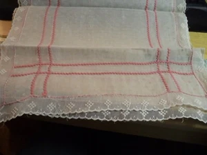 VINTAGE DRESSER SCARF/TABLE RUNNER WITH EMBROIDERY and rick rack nylon used  - Picture 1 of 12
