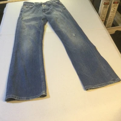 Pantalones de mezclilla cerrados talla 26 italiano azul lavado tiro alto pierna recta Foto 1 de 4