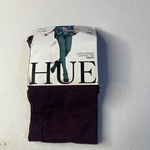 Hue Womens Burgundy Super Opaque Control Top Tights Size 3 Solid 1 Pair New - Picture 1 of 7