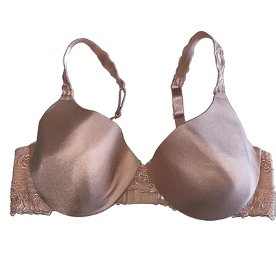 Barely Breezies Pink Underwire T Shirt Bra Sz 40C Lined Floral Embroidered Band - Image 1 of 4