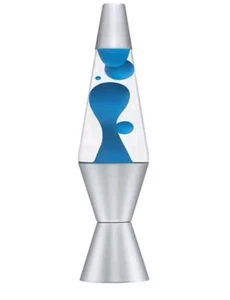 The Original Lava Brand Lamp 14.3” BLUE Wax Clear Liquid Silver Base NEW - Picture 1 of 5