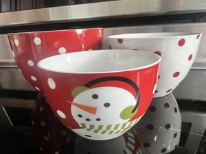 Crate & Barrel Joan Anderson Snowman Bowls 5 7/8", 5", 4 3/8" 2017 Cute set! (3) - Picture 1 of 12