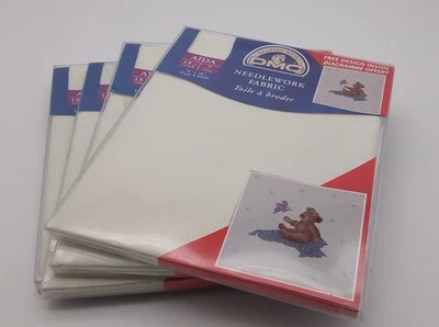 DMC Needlework Fabric 18ct Aida  14" x 18" Cream Ivory Lot Of 4 - Image 1 of 4