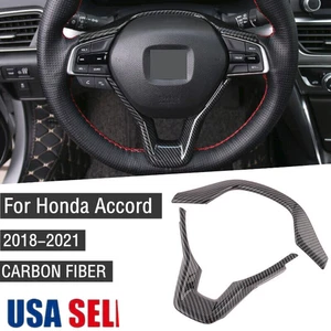 FOR HONDA ACCORD 2018-2021 Steering Wheel Frame Cover Trim Carbon Fiber Style US - Foto 1 di 12
