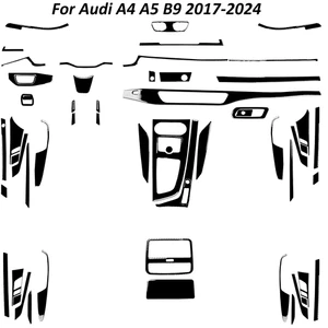 61Pcs Glossy Piano Black Full Interior Kits Aufkleber für Audi A4 A5 B9 2017-24 - Bild 1 von 7