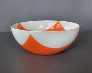 Catherineholm Catherine Holm 5.5"  Orange and White Enamel Flag Bowl MCM metal - Picture 1 of 13