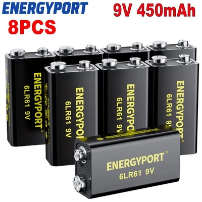 8Pack 9V Alkaline Battery 6LR61 Batteries 9 Volt Ultra Long Lasting Leak Proof - Image 1 of 4
