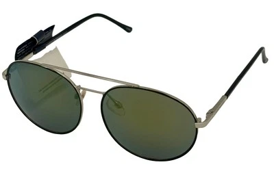 Lucky Brand Mens Black Round Metal Sunglass, Green Mirror Lens Tate - Image 1 of 4