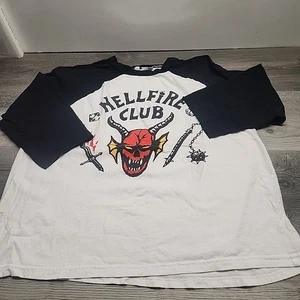 Stranger Things Hellfire Club Logo Adult Baseball Sleeves Shirt Size L Top - Picture 1 of 6