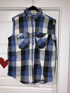 Camisa/chaleco Five Brother sin mangas de franela con botones talla para hombre talla L? Azul - Imagen 1 de 8