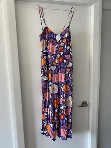 Mister Zimi Passionflower purple floral print jumpsuit size 8 strappy pockets - Picture 1 of 9
