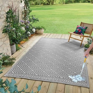 Outdoor Aztec Garden Rug Waterproof Recycled Patio Mat Mould Resistant & Washabl - Picture 1 of 10