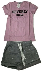 Honglin Niñas Talla S "Beverly Hills" Camiseta y Pantalones Cortos Rosa y Gris Lunares Nuevo con Etiquetas - Imagen 1 de 9