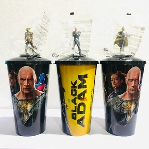Set 3Pcs. Cup Topper 32 oz. Black Adam DC Movie 2022 Cinemas Theatres - Picture 1 of 11